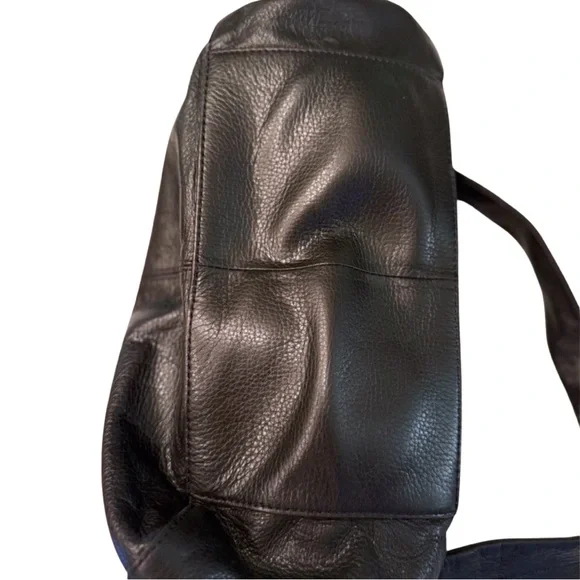 Y2K B. Makowsky Black Leather Silver Buckle Tote Shoulder Bag - Picture 7 of 7